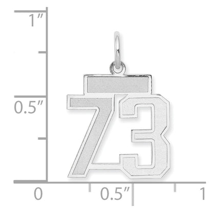 14k White Gold Small Satin Number 73 Charm Pendant for Women
