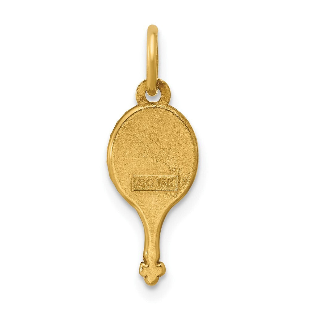 14k Two-tone Gold Fancy Hand Mirror Charm Pendant for Women