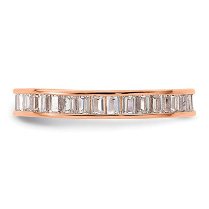 Sterling Silver Polished Rose-tone Channel Set CZ Band Size 6
