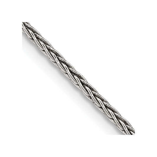 Sterling Silver Antiqued 1.6mm Solid Square Spiga Chain Necklace