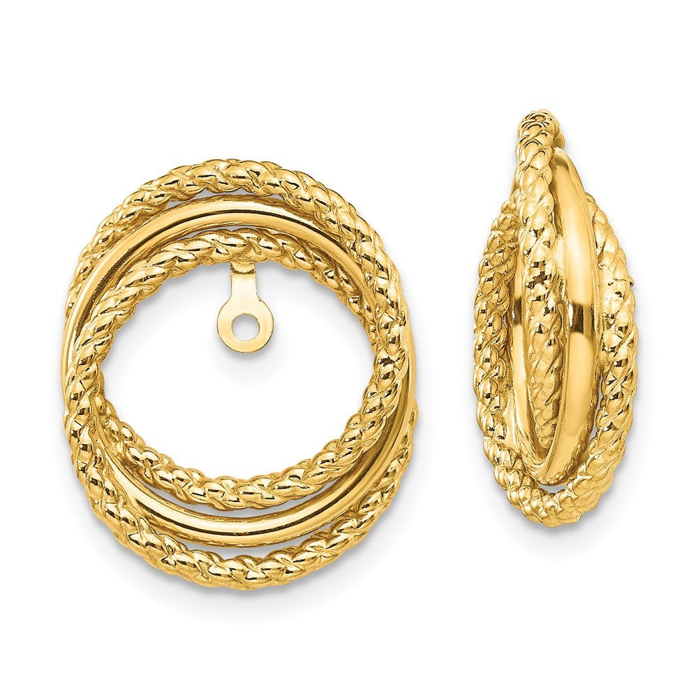 14k Yellow Gold Polished & Twisted Fancy Earring Jackets