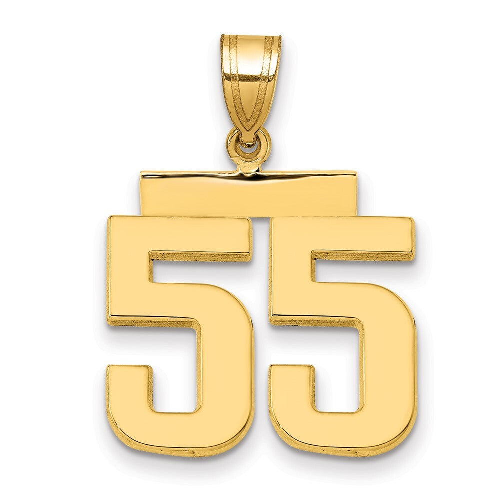 14k Yellow Gold Medium Polished Number 55 Charm Pendant for Women