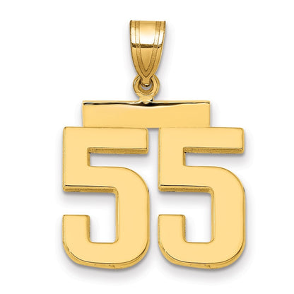 14k Yellow Gold Medium Polished Number 55 Charm Pendant for Women