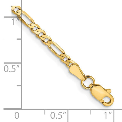 14k Yellow Gold 6 inch 2.75mm Flat Figaro Bracelet