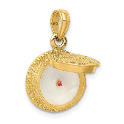 14k Yellow Gold 3D Enamel Birthday Cake with Candle Inside Pendant for Women