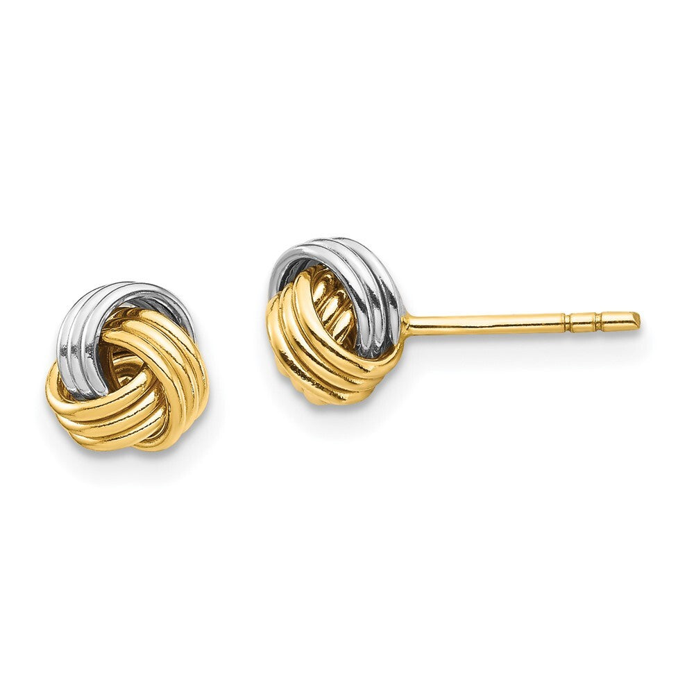 14k Yellow Gold White Rhodium Love Knot Earring Gift for Women