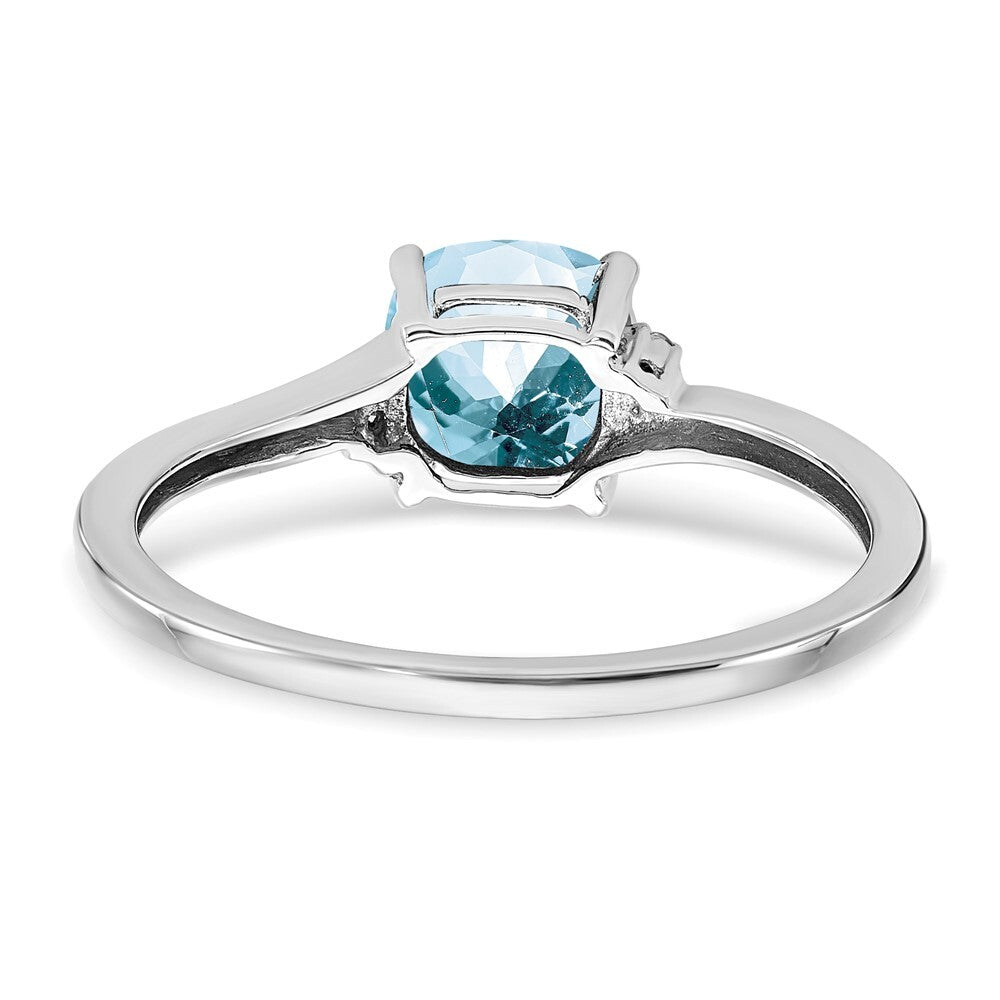 Sterling Silver Rhodium-plated Aquamarine and Diamond Ring Size 6