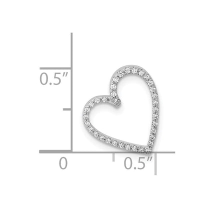 14k White Gold 1/10ct. Diamond Vintage Heart Chain Slide Pendant for Women