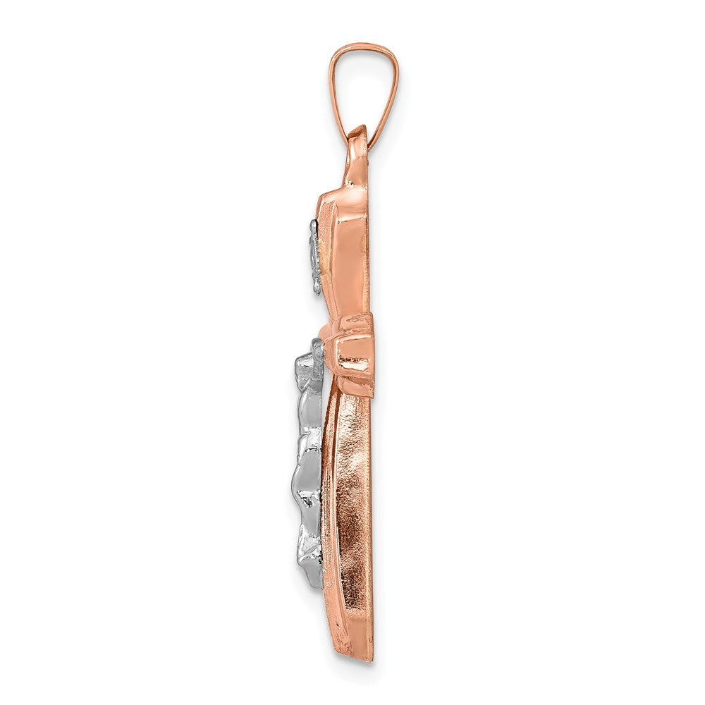 14k Two-tone Gold Hollow Crucifix Pendant for Women