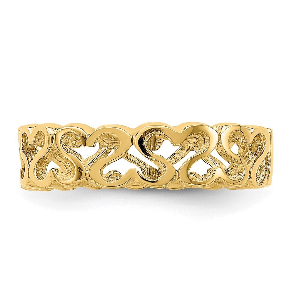 14K Yellow Gold Polished Heart Band Size 7