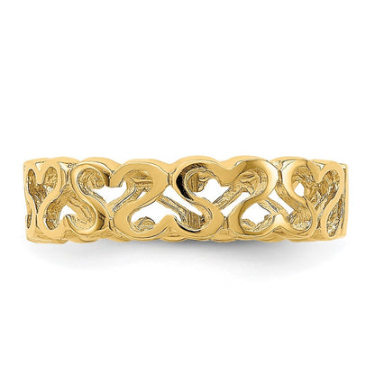 14K Yellow Gold Polished Heart Band Size 7