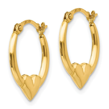 14k Yellow Gold Heart Hoop Earrings Gift for Women