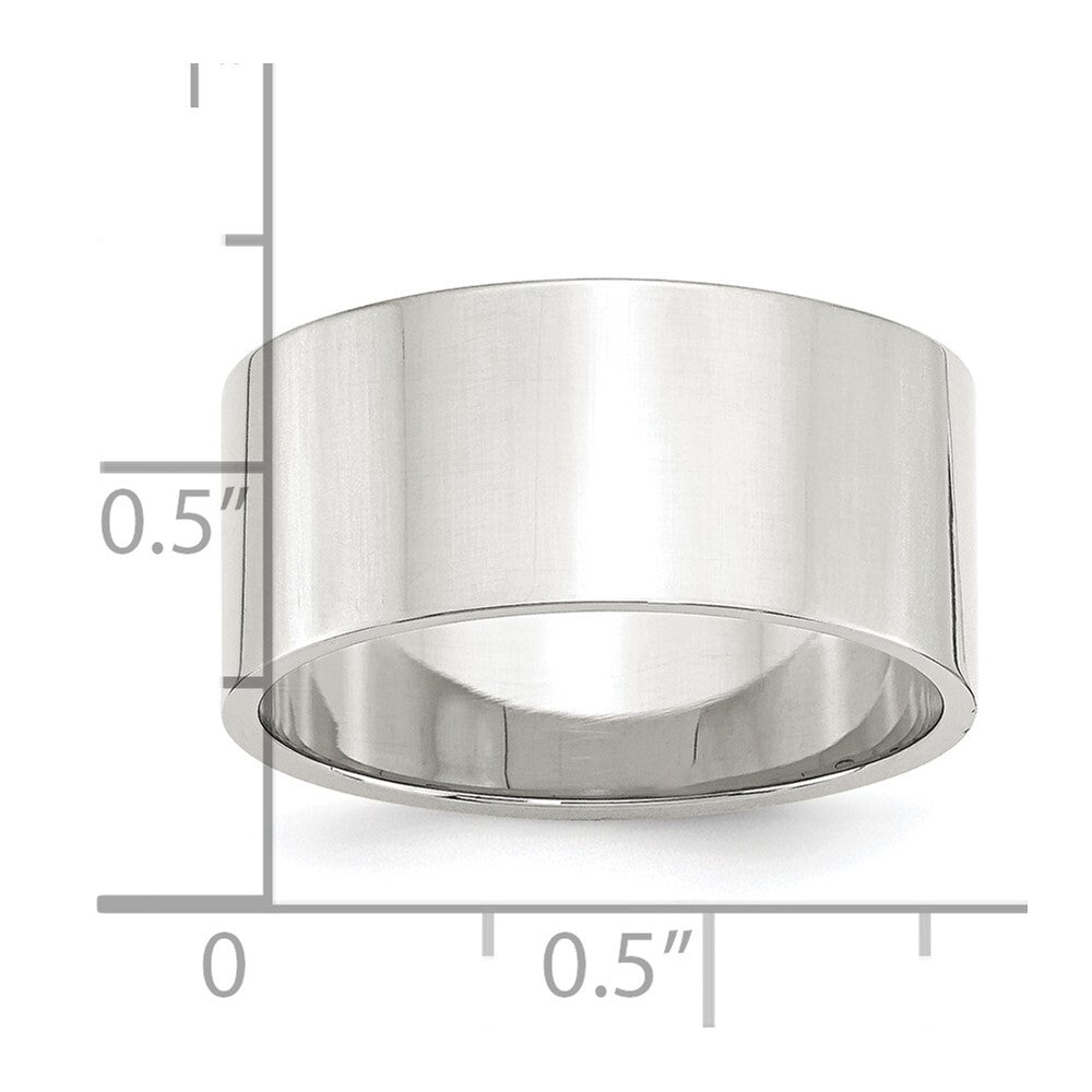Sterling Silver 10mm Lightweight Flat Size 10 Band Ring