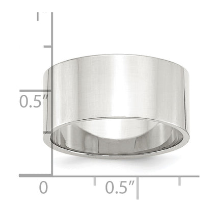 Sterling Silver 10mm Lightweight Flat Size 10 Band Ring