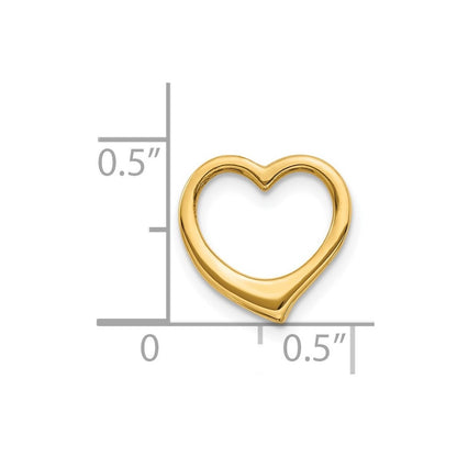 14k Yellow Gold Polished Floating Heart Chain Slide