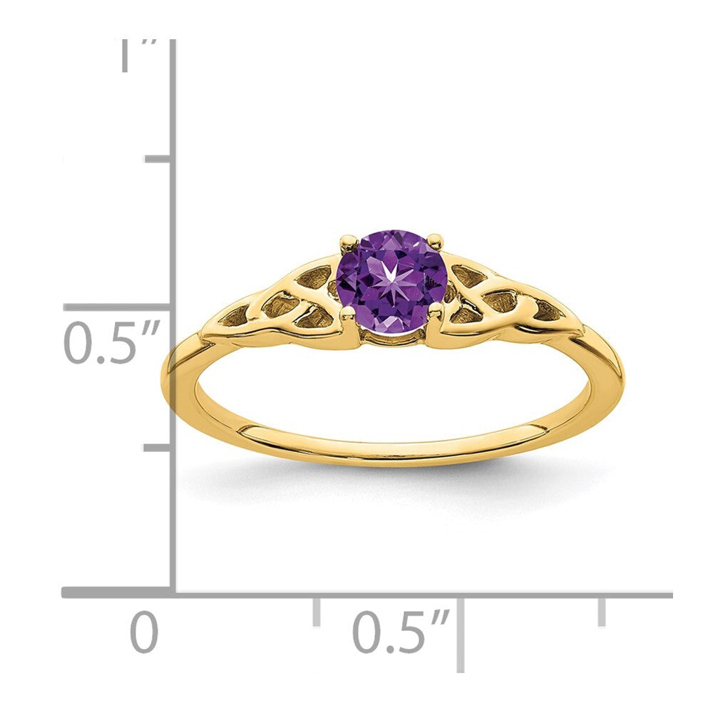14K Yellow Gold Amethyst Celtic Knot Ring Size 7