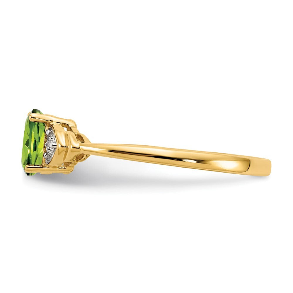 14K Yellow Gold Peridot and Diamond Ring