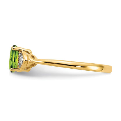 14K Yellow Gold Peridot and Diamond Ring