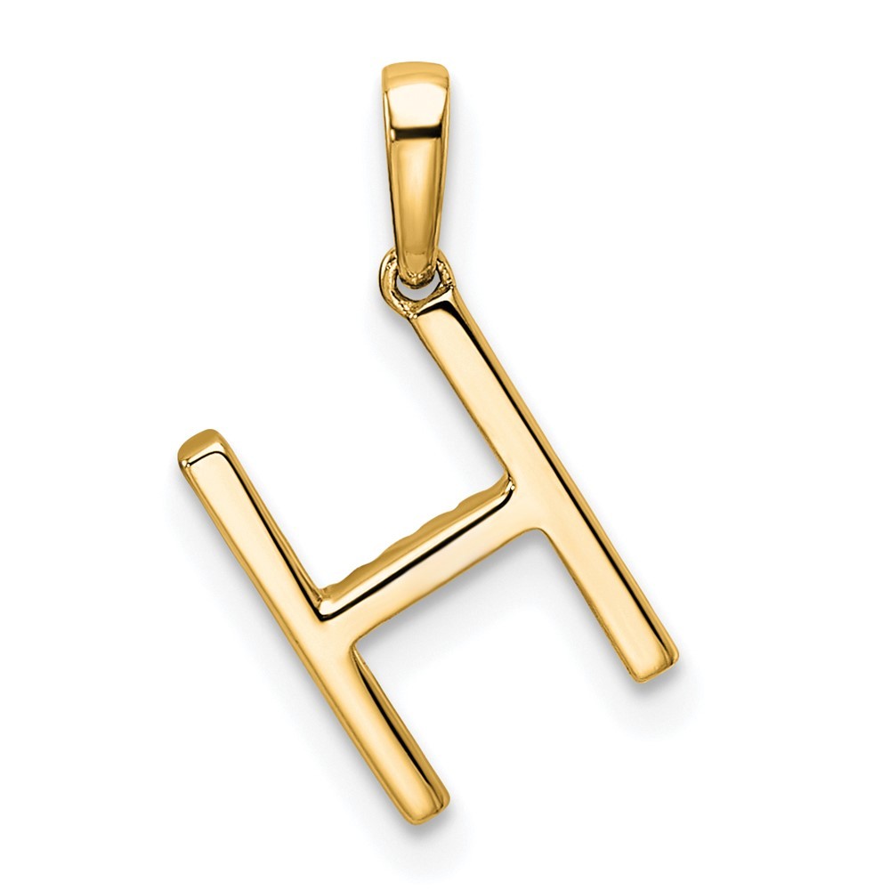 14k Yellow Gold Diamond Letter H Initial Pendant