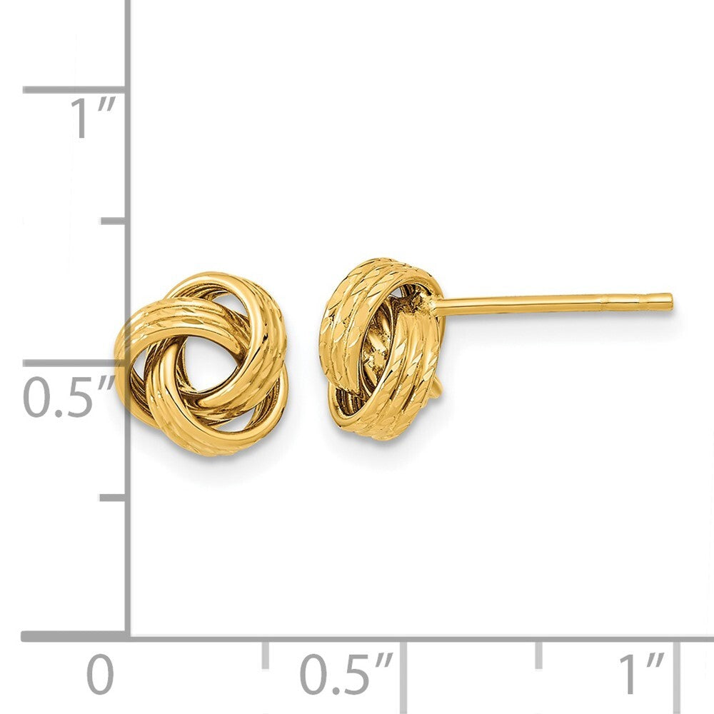 14k Yellow Gold Polished Love knot Stud Earrings Gift for Women