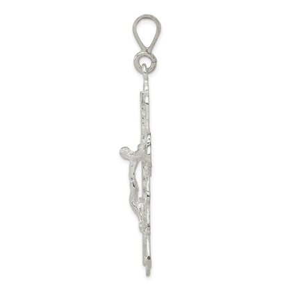 Sterling Silver Diamond-Cut Crucifix Pendant Holiday Gift for Women
