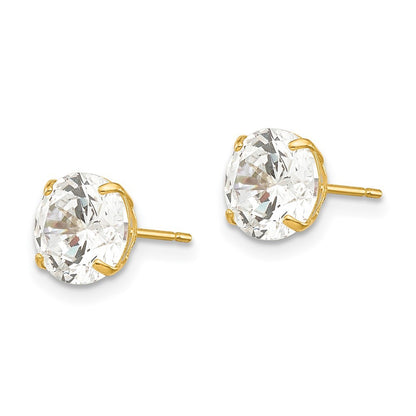 14k Yellow Gold 7mm Round CZ Earrings