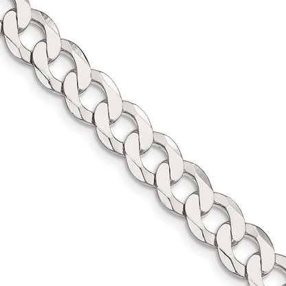Sterling Silver 7.5mm Flat Curb Chain Necklace