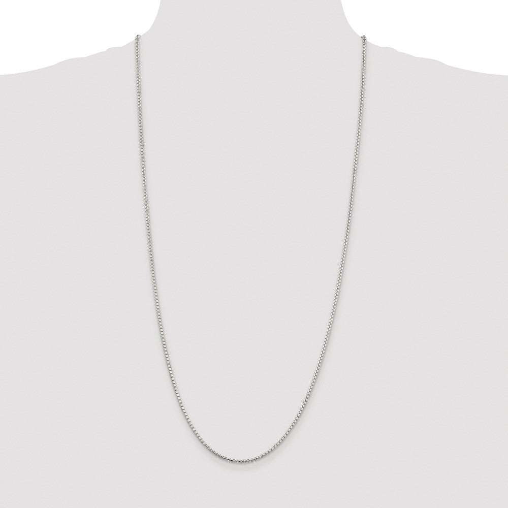 Sterling Silver Rhodium-plated 2mm Diamond-cut Round Box Chain