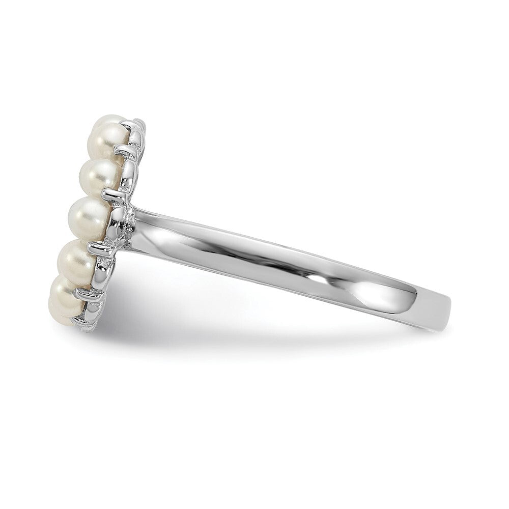 Sterling Silver 2-2.5mm White Button Freshwater Cultured Pearl Ring Size 8