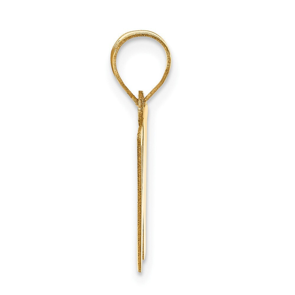 14k Yellow Gold Polished Letter W Initial Pendant for Women