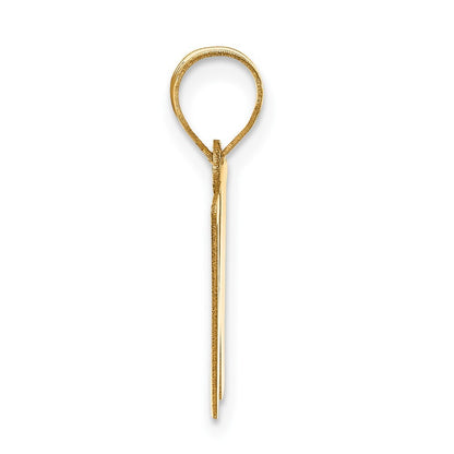 14k Yellow Gold Polished Letter W Initial Pendant for Women