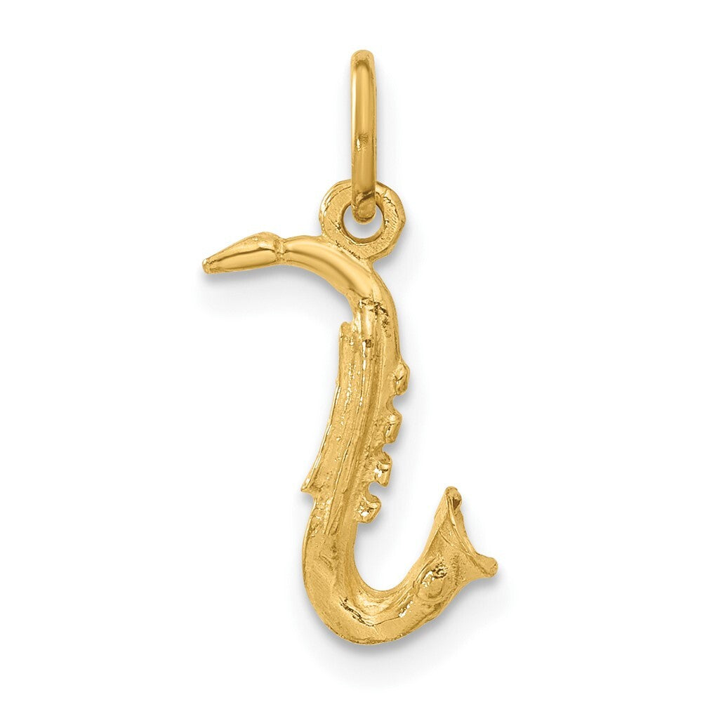 14k Yellow Gold 3-D Saxophone Charm Pendant for Women