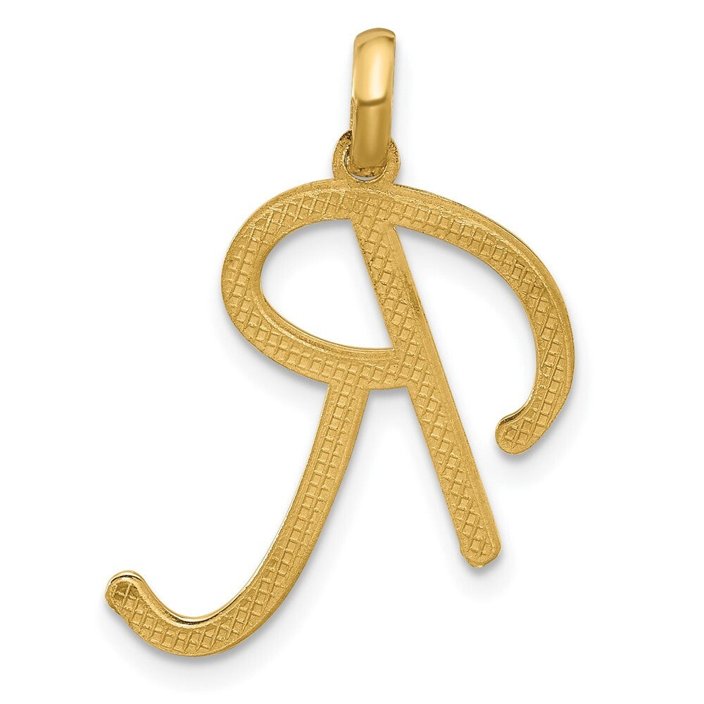14k Yellow Gold Fancy Letter R Pendant for Women
