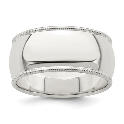 Sterling Silver 9mm Half Round Milgrain Size 5 Band Ring