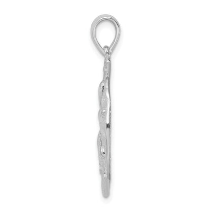 Sterling Silver Rhodium-Plated Polished and Textured Sand Dollar Pendant