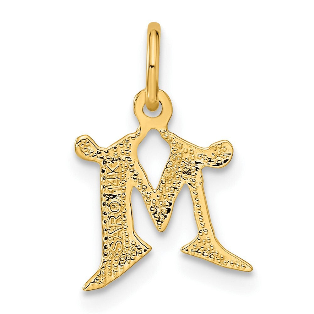 14k Yellow Gold Letter M Initial Charm Pendant for Women