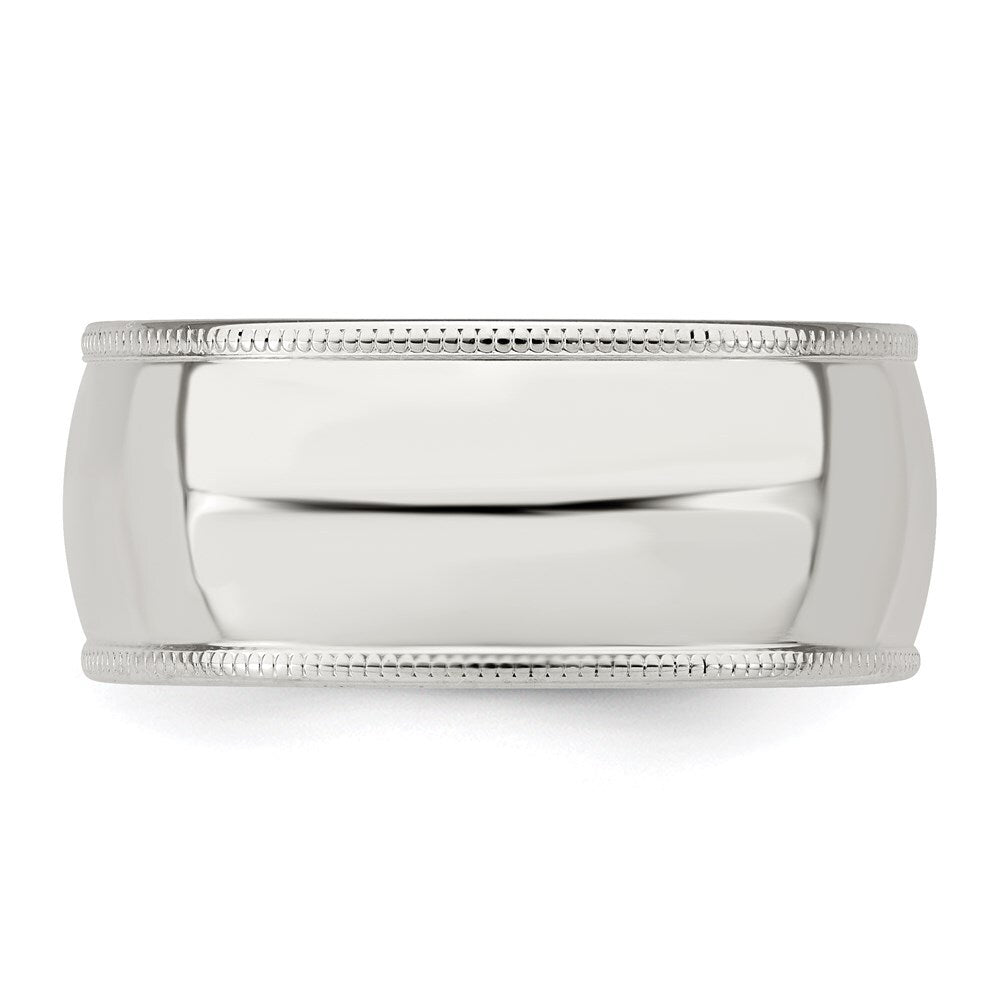 Sterling Silver 9mm Comfort Fit Half Round Milgrain Size 6 Band