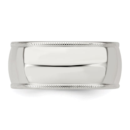 Sterling Silver 9mm Comfort Fit Half Round Milgrain Size 6 Band