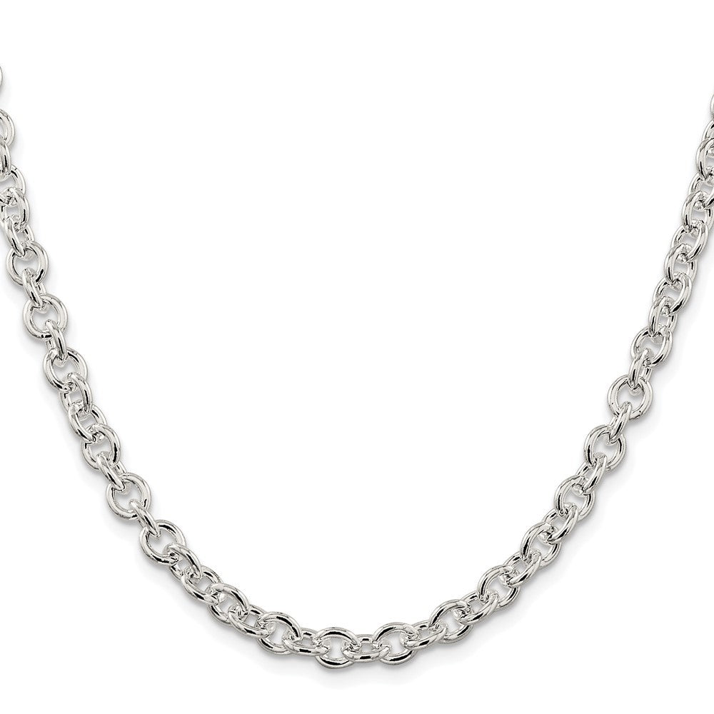 Sterling Silver Rhodium-plated 6.1mm Cable Chain Necklace
