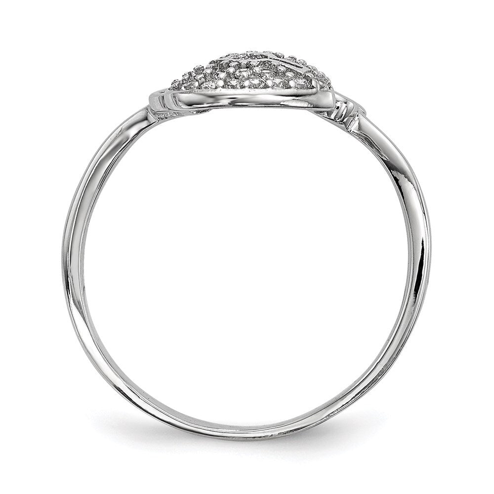Sterling Silver Rhodium-plated Cubic Zirconia Heart Lock and Key Ring Size 8