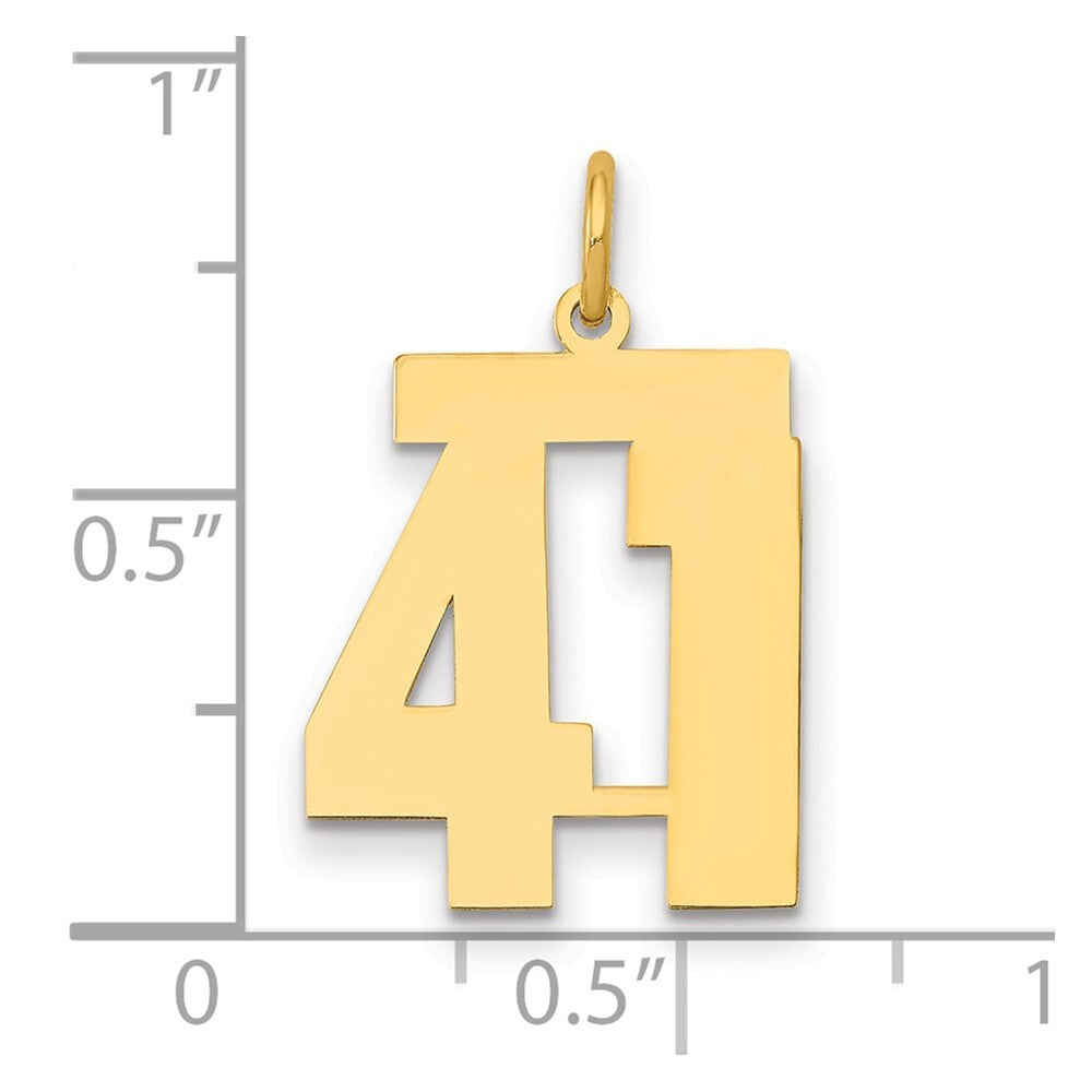 14k Yellow Gold Medium Polished Number 41 Charm Pendant for Women