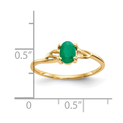 14K Yellow Gold Emerald Birthstone Ring
