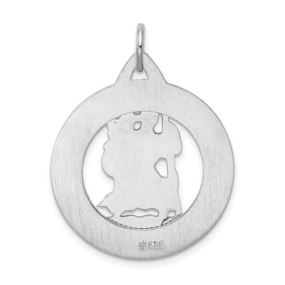 Sterling Silver Rhodium-plated St. Christopher Medal Pendant