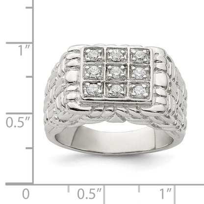 Sterling Silver Rhodium-plated Men's Cubic Zirconia Ring Size 11