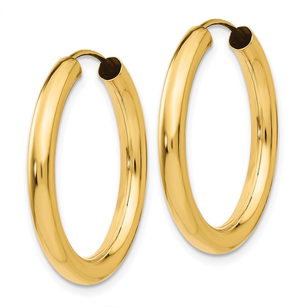 14k Yellow Gold Polished Endless Tube Hoop Earrings