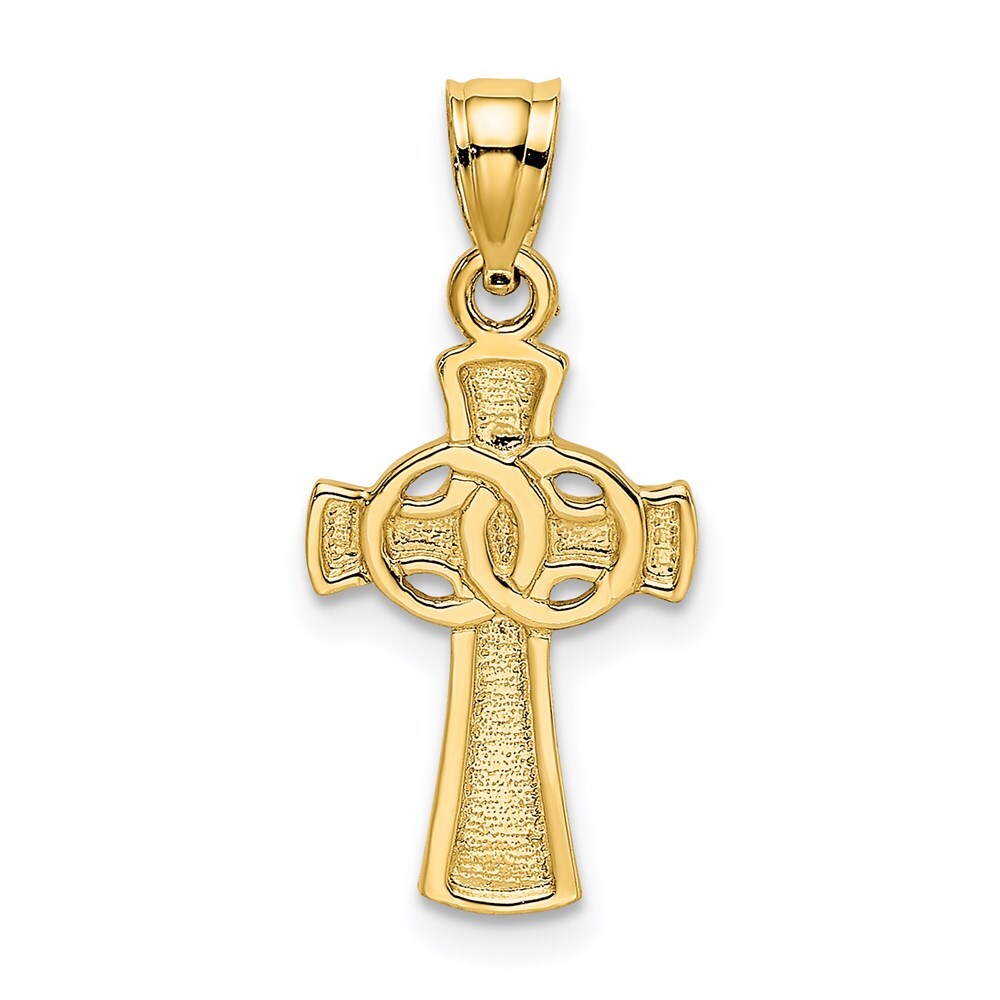 14k Yellow Gold Solid Cross  Eternity Rings Cross Charm Pendant for Women