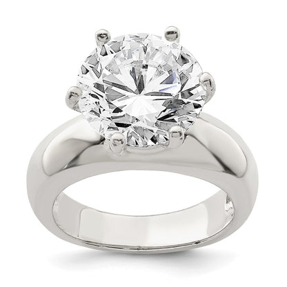 Sterling Silver Solitaire Round Cubic Zirconia Ring Size 8