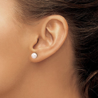 14k Yellow Gold 6-7mm Purple Button Freshwater Cultured Pearl Stud Earrings