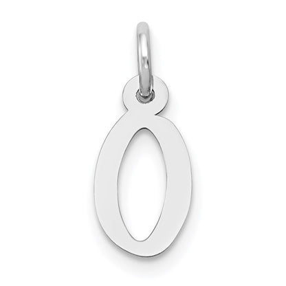 14k White Gold Small Slanted Block Letter O Initial Charm Pendant for Women