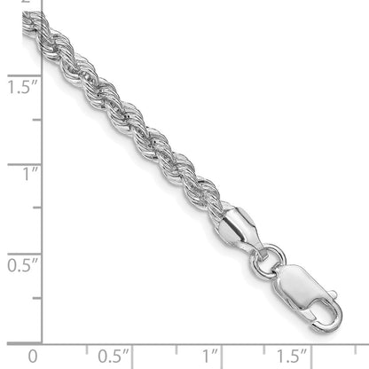 Sterling Silver Rhodium-plated 4.3mm Solid Rope Chain Bracelet